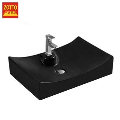 New style single hole above counter rectangular basins ceramic countertop sink bathroom black wash basin