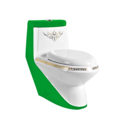 New style WC washdown ceramic one-piece dual flush decorative coloured toilet bowl green colored toilets