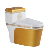 GILDED  ONE PIECE CERAMIC WATER CLOSET WITH PURPLE BLACK GOLDEN AND OTHER CUSTOMIZED COLORS